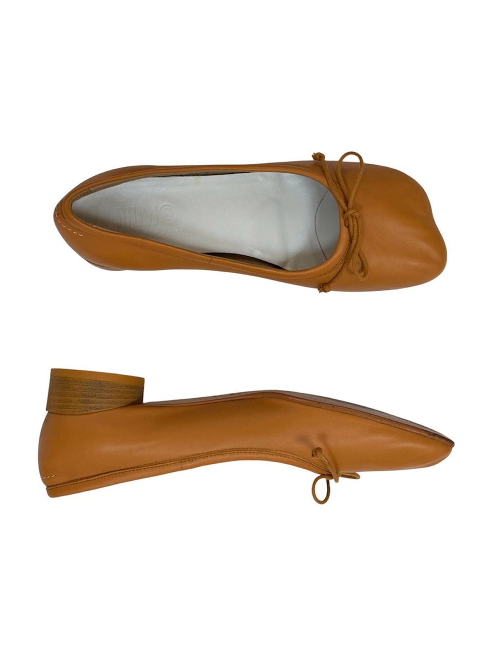 MM6 Maison Martin Margiela Anatomic Leather Yellow Orange Ballerina Pumps 38.5 - Picture 6 of 6